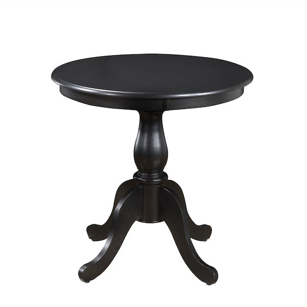 Homeroots 30" Black Rounded Solid Manufactured Wood And Solid Wood Pedestal Base Dining Table 517748 - main