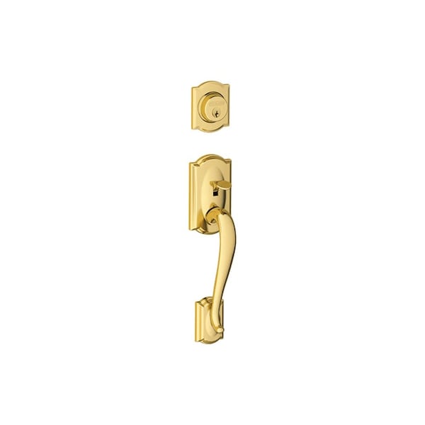 Schlage Residential Entrance Handleset Exterior Only, Camelot Style, Lifetime Brass F58 CAM 505 - main