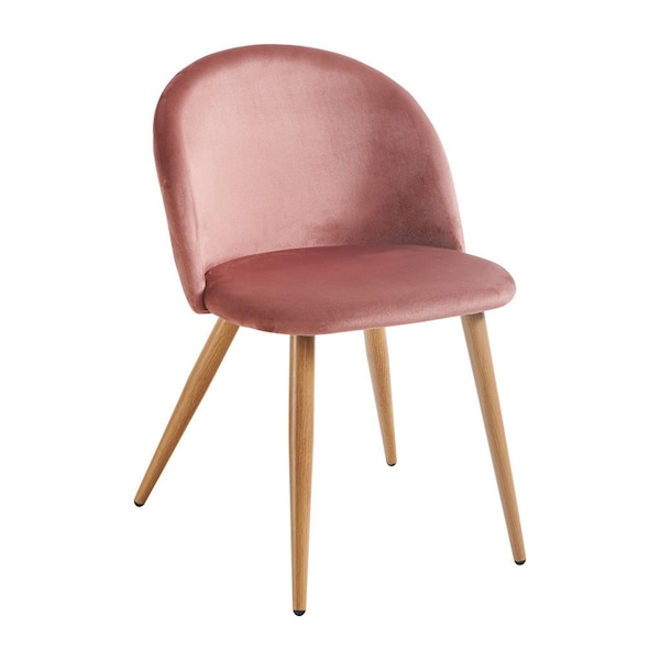 Homeroots Set of Two Pink and Oak Upholstered Velvet Dining Side Chairs, 2PK 568015 - main
