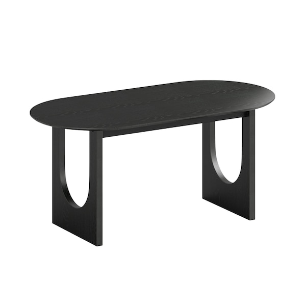 Homeroots 67" Black Solid Wood Sled Base Oval Dining Table 712224 - main