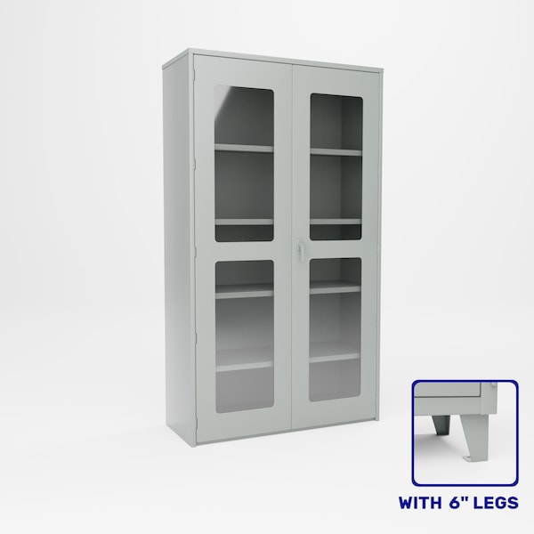 Pucel Heavy Duty Storage Cabinet, 48 in W x 19 in D x 90 in H, 4 Levels, Plexiglass, Black HDSC-4884-19-4L-PLEX - main