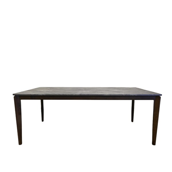 Homeroots 79" Gray and Walnut Faux Marble and Wood Dining Table 716290 - main
