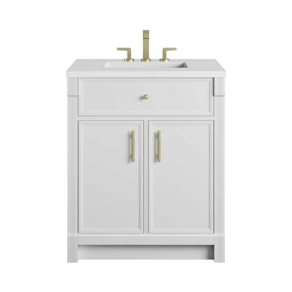 James Martin Vanities Bellshire 30" Single Vanity, Bright White w/ 3 CM White Zeus Silestone Top 660-V30-BW-3WZ - main