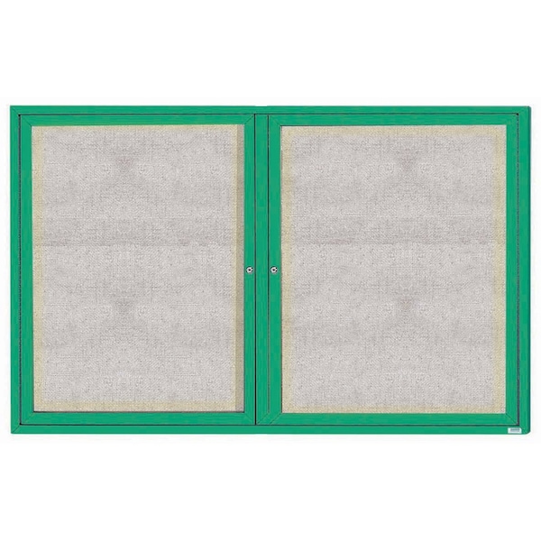 Aarco Outdoor Illuminated Enclosed Bulletin Board w/ Al Frame, Powder Coated Green, 48''Hx72''W ODCC4872RIG - main