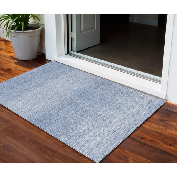 Homeroots 3' X 5' Denim Blue And Blue Abstract Washable Indoor Outdoor Area Rug 587404 - main