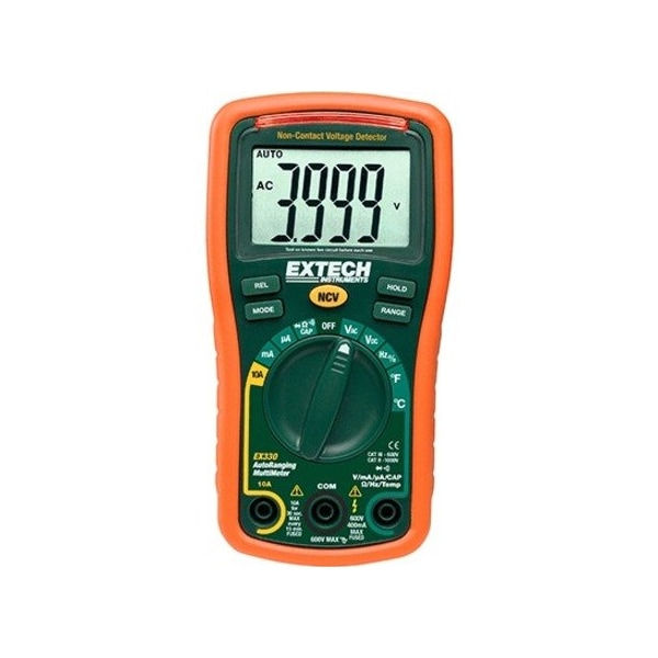 Extech Digital Multimeter, 600 V Max DC, 0.1 V Max AC, Average, 4,000 Instrument Counts, LCD EX330 - main