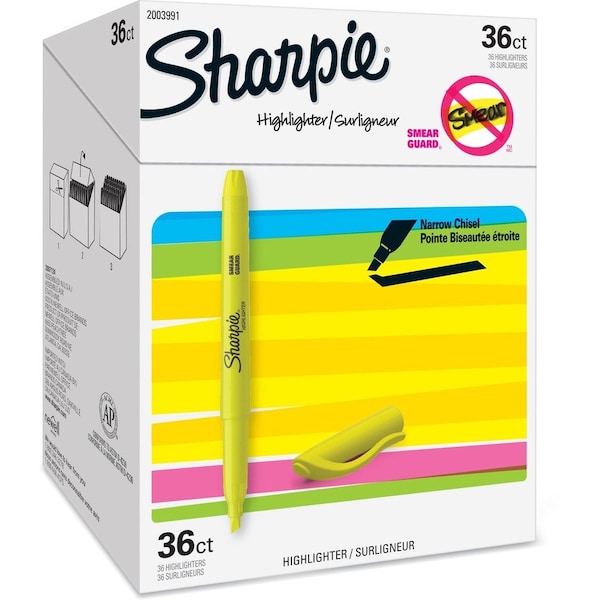 Sanford Sharpie Pocket Highlighters - Office Pack, Chisel Tip, Yellow, 36 per pack 2003991 - main