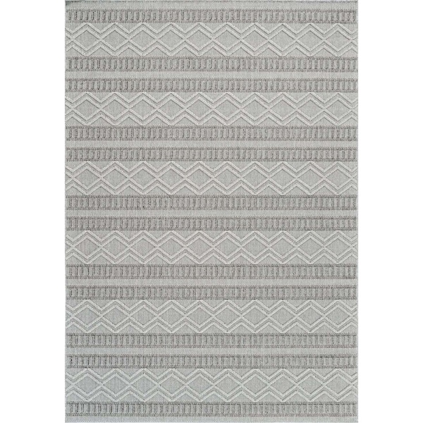 Homeroots 4' X 6' Beige And Gray Striped Distressed Indoor Outdoor Area Rug 559069 - main