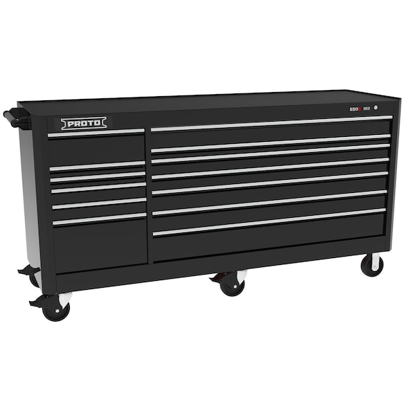 Proto 550 Series Rolling Tool Cabinet, 13 Drawer, Black, Steel, 88 in W x 27 in D x 46-1/2 in H J558846B-13BK - main