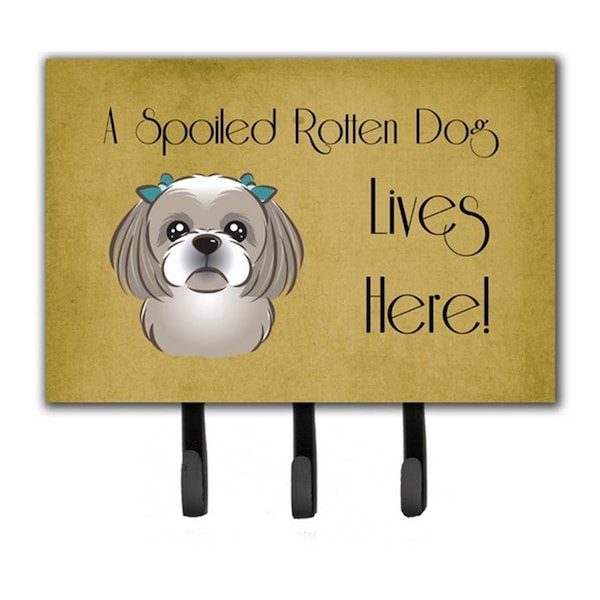 Carolines Treasures Gray Silver Shih Tzu Spoiled Dog Lives Here Leash & Key Holder CA77506 - main