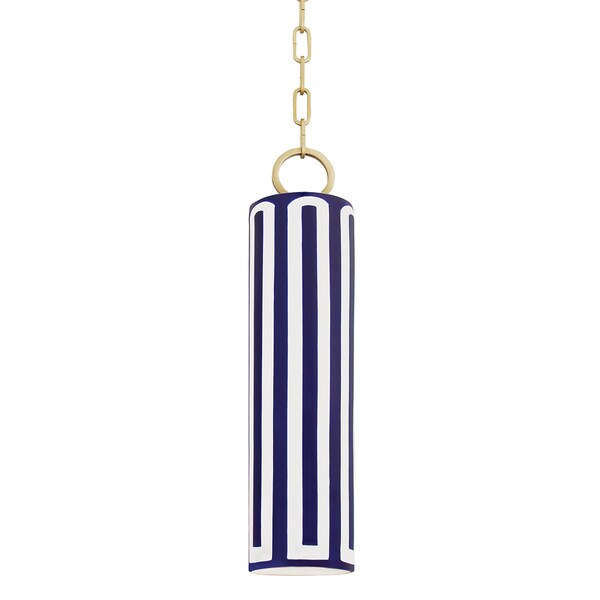 Hudson Valley Lighting Brookville 1 Light Pendant 5 In. Aged Brass/Blue Combo 2384-AGB/BL - main