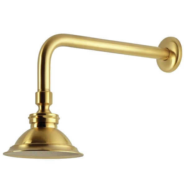 Kingston Brass 4-13/16" Round Raindrop Brass Shower Head with 12" Shower Arm, Brushed Brass P10SBCK - main