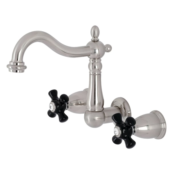 Kingston Brass Double-Handle Wall Mount Bathroom Faucet, Brushed Nickel KS1258PKX - main