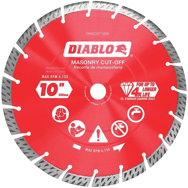 Diablo 10'' Segmented Turbo Rim Dry/Wet Diamond Blade DMADST1000 - main
