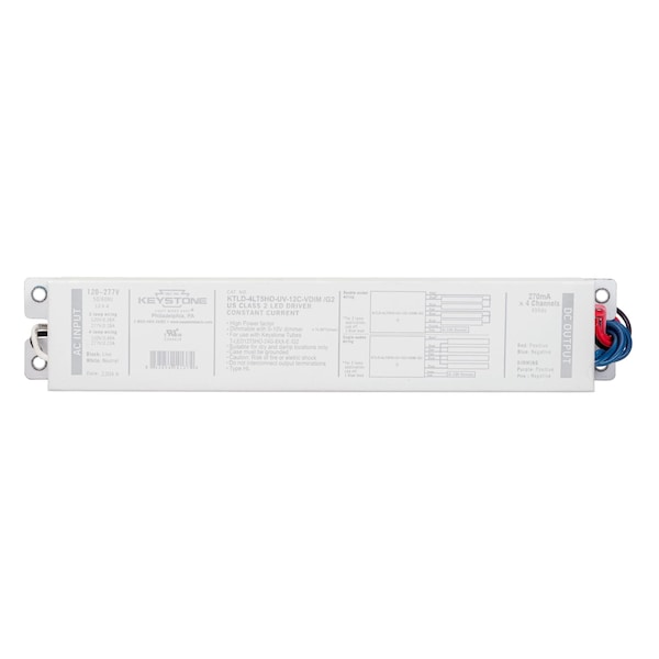 Keystone LED Driver for External Drive Type C LED tubes, Runs 3 or 4 of the KT-LED12T5HO-24G-8xx-E /G2 lamps, KTLD-4LT5HO-UV-12C-VDIM /G2 - main