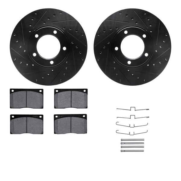 Dynamic Friction Co DFC Rotors-Drilled & Slotted-Black w/ EURO 5000 Ceramic Brake Pads Incl Hdw 8612-20001 - main