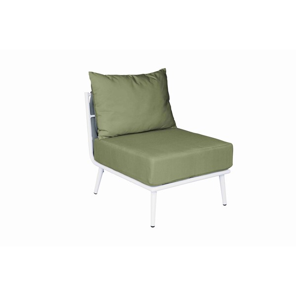 Bfm Seating Cayman Middle Sofa - Medium Gray flat rope, White powder coat aluminum, ganging bracket PHPMGRWH-5487 - main