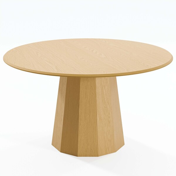 Homeroots 52" Natural Wood Pedestal Base Round Top Dining Table 721092 - main