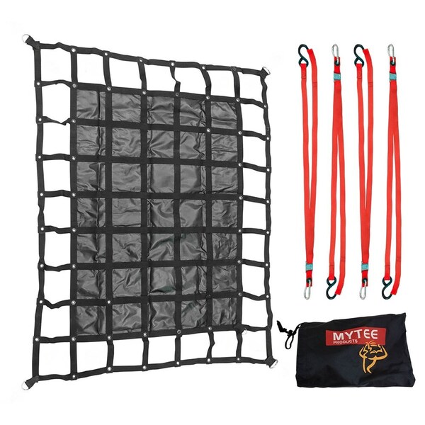 Mytee Products 6.75 ftx8 ft Medium Truck Bed Cargo Net w/Strong Cargo Netting, S-Hooks & String Bag CN8196-18OZ - main