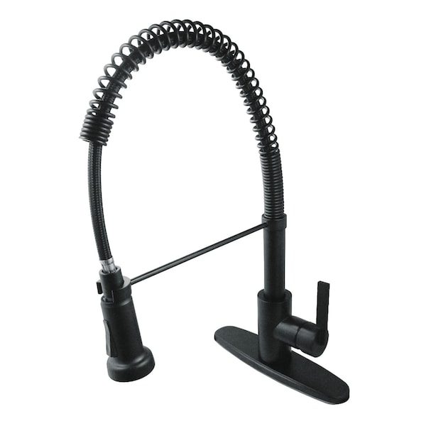 Kingston Brass Single-Handle Deck-Mount Pre-Rinse Kitchen Faucet, Matte Black GSY8880CTL - main