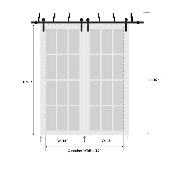 Sartodoors Barn Bypass Interior Door, 36" x 96", White QUADRO4117BBB-WS-3696 - main