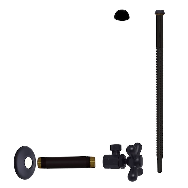 Westbrass Supply Kit, 1/2" IPS x 3/8" OD x 12" Corrugated in Matte Black D103K12X-62 - main