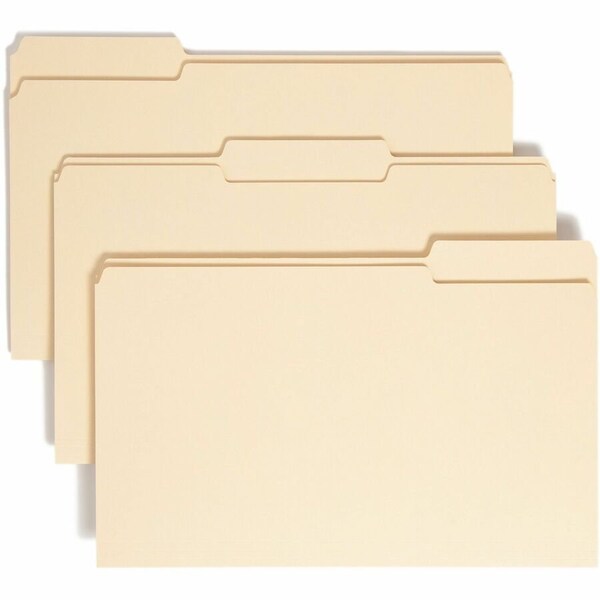Smead 100% Recycled File Folders, 1/3 Cut, One-Ply Top Tab, Legal, Manila, 100/Box 15339 - main