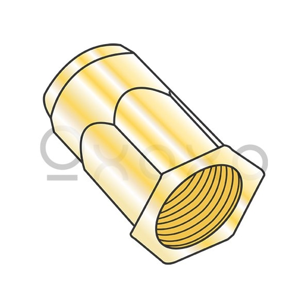 Oxoxo M6X1.0X3.00 Metric Thin Head Hex Body Rivet Nut Steel Zinc Yellow Dichromate, 2000PK 540519 - main