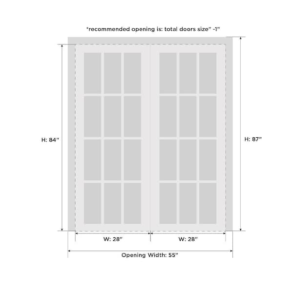 Sartodoors Closet Bypass Interior Door, 56" x 84", White QUADRO4115DBD-WS-5684 - main