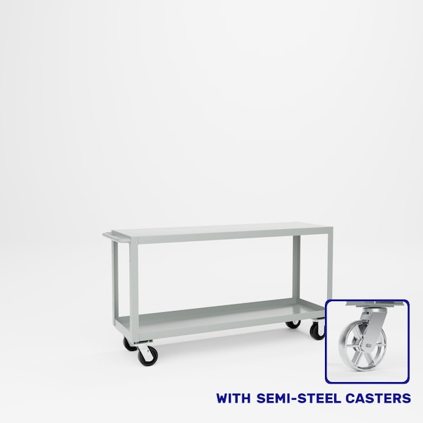Pucel Heavy Duty Shop Truck, 60 in W x 18 in D x 33.5 in H, Two Shelves, Push Handle, Gray 1860-DT-2S - main