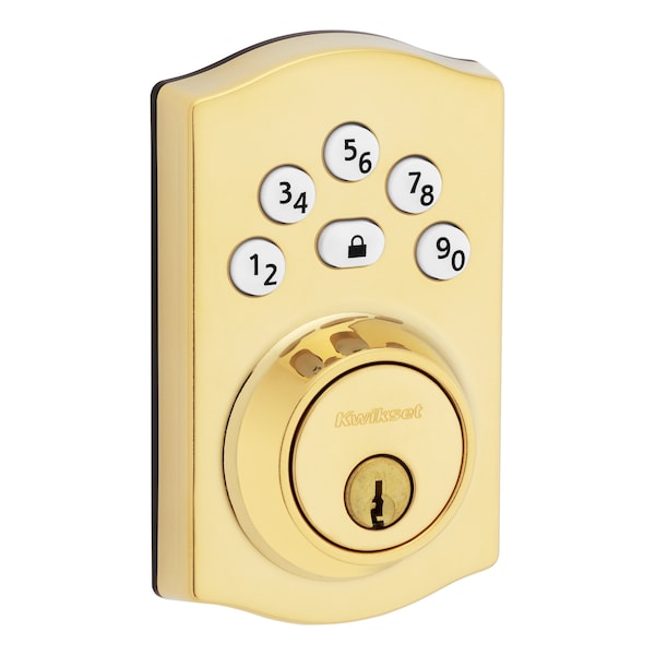 Kwikset Keypad Keyed Entry Locks Electronic Deadbolt Lifetime Brass 9240TRL-L03 - main