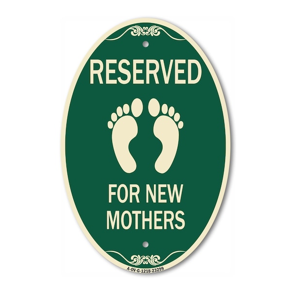 Signmission Pink Reserved Parking for New Mothers, 12 Inch X 18 Inch Architectural Oval, Heavy Gauge Aluminum A-OV-G-1218-23299 - main