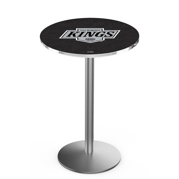 Holland Bar Stool Co 42" Stainless Steel Los Angeles Kings Pub Table, 36" dia. Top L214S4236LAKing - main