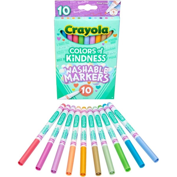 Crayola Colors of Kindness Fine Line Washable Markers, 10 Colors, 60PK 58-7807 - main