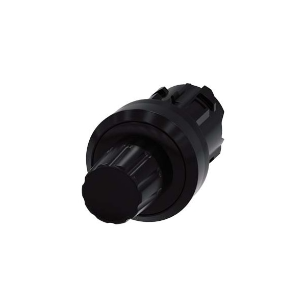 Siemens stop button, 22 mm, round, plastic, black, pushbutton raised 3SU1000-0HC10-0AA0-ZY13 - main