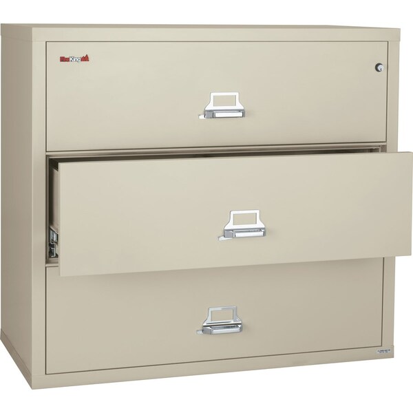 Fireking 31-15/16" W 3 Drawer Fire-Resistant Lateral File Cabinet, Parchment, Letter/Legal 3-3822-CPA - main