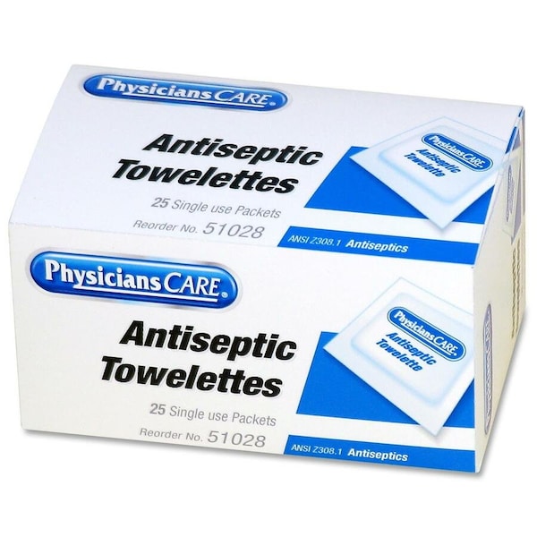 Physicianscare First Aid Antiseptic Towelettes, PK25 51028 - main