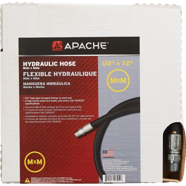 Apache 1/2'' x 72'' Male to Male Hydraulic Hose 98398324 - main