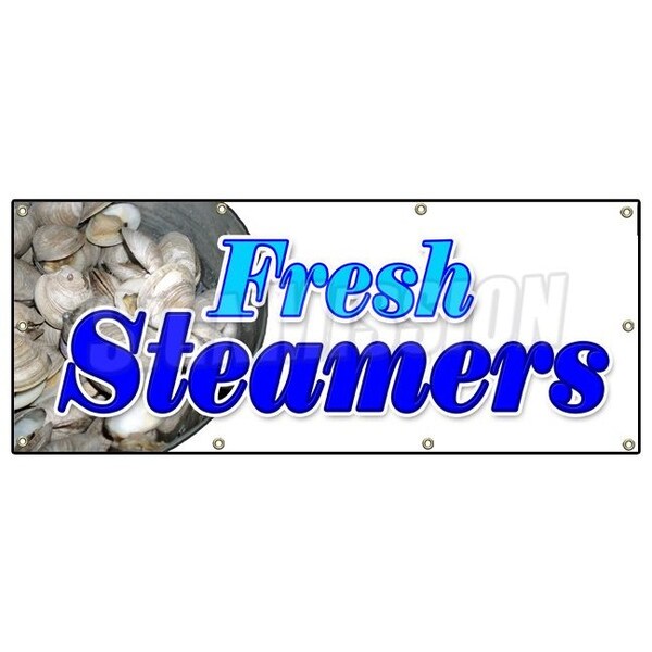 Signmission FRESH STEAMERS BANNER SIGN seafood oysters clams bottom dwellers B-96 Fresh Steamers - main