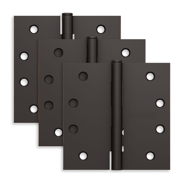 Schlage Residential Pack of 3 4in x 4in Square Corner Hinges Aged Bronze Finish, 3PK S3P1020FRP716 - main