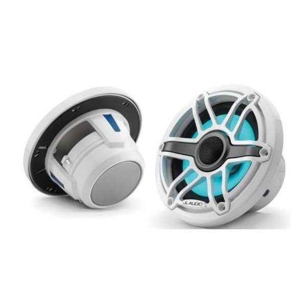 Jl Audio 6.5in Marine Speakers, Sport Grille, Gloss White Trim, White Grille, ILLUM, 2PK 93726/010-03093-00 - main