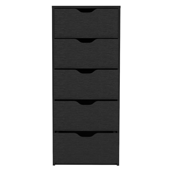 Homeroots 18" Black Five Drawer Standard Chest 544040 - main