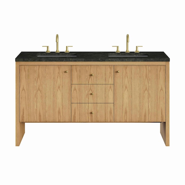James Martin Vanities Hudson 60" Double Vanity, Light Natural Oak, w/ 3 CM Phantome Eclos Top 435-V60D-LNO-3PHT - main