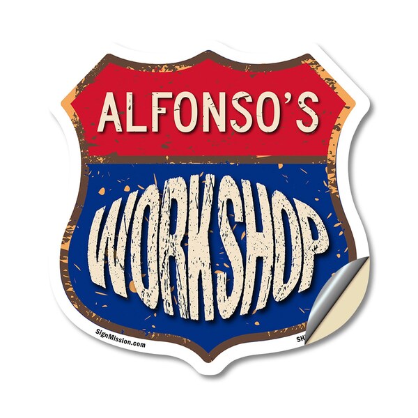 Signmission Alfonso's Workshop, 18 Inch X 18 Inch, Vinyl Decal SHI-D-18-489-ALFONSO - main