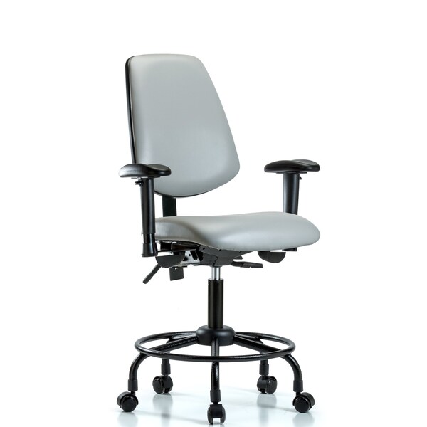 Blue Ridge Ergonomics Desk Chair Adjustable Arms, 21" to 26" Height, Vinyl, Dove BR-VDHCH-MB-RT-T0-A1-RC-8567 - main