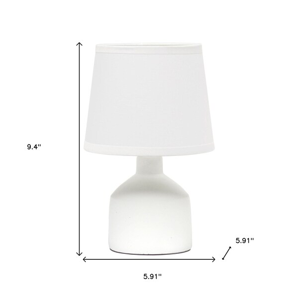 Homeroots 9" Off White Concrete Novelty Table Lamp With White Drum Shade 643449 - main