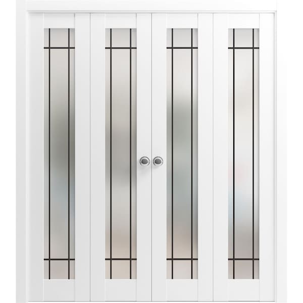 Sartodoors Sliding Closet Double Bi-fold Doors Planum 2112 White Solid Core Modern Interior PLANUM2112DBF-WS-96 x 84 (4* 24x84) - main