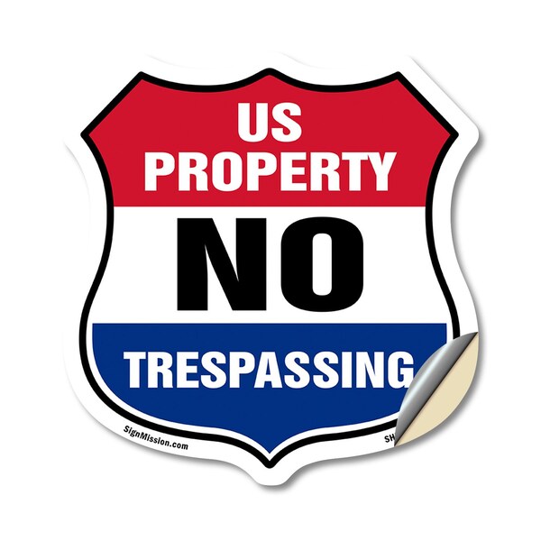 Signmission No Trespassing Shield Sign U.S. Property, 18 Inch X 18 Inch, Vinyl Decal SHI-D-18-411 - main