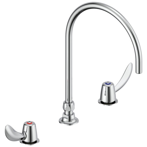 Delta Commercial 23C6 Two Handle Widespread Bathroom Faucet With Gooseneck Spout - Less Pop-Up In Chrome 23C672-R7 - main