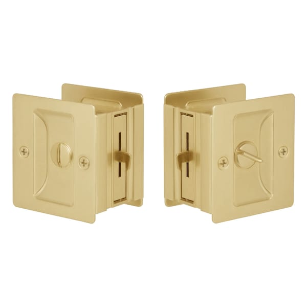 Emtek Pocket Door Locks Privacy Satin Brass EEPDSQU65SB - main